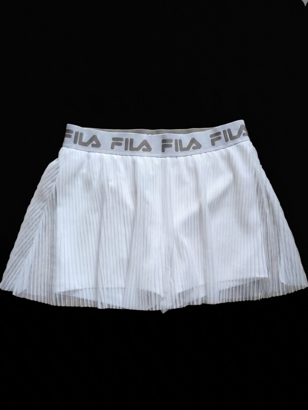 Fila White Pleated Sport Skirt with Logo Waistband